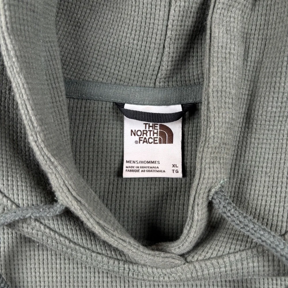 The North Face Mens Hoodie XL Green Waffle Knit Pullover